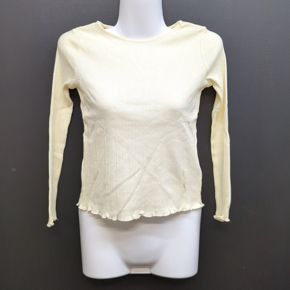 H&M Solid Color Long Sleeves Jersey Top Women's US 8/10 Cream White